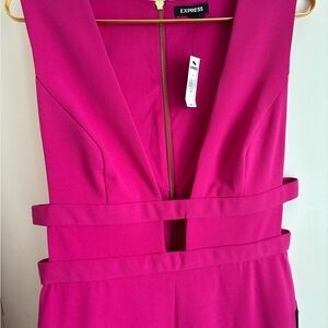 Express Fuchsia Zip-Up Jumpsuit